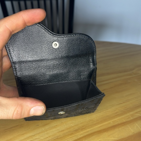 Authentic Christian Dior Trotter Saddle Wallet Black Canvas Floral Embroidery - Picture 5 of 9